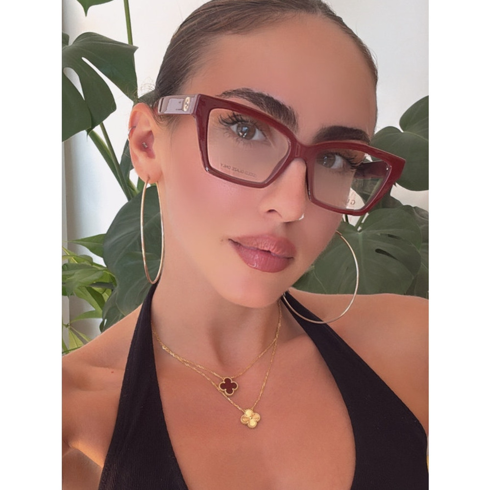 NEW Gucci GG1715O Burgundy Cat Eye Eyeglasses Frames